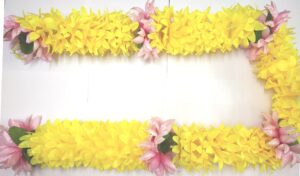 Vibrant Yellow Jasmine & Pink Lily Artificial Floral Garland (Toran)