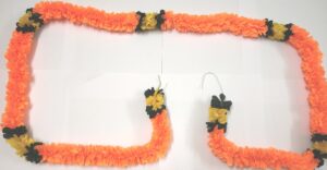 Fluffy Artificial Orange Marigold Garland with Green & Yellow Accents