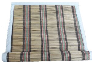 Hand-Woven Bamboo Table Runner with Fabric Border